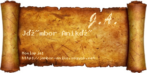 Jámbor Anikó névjegykártya